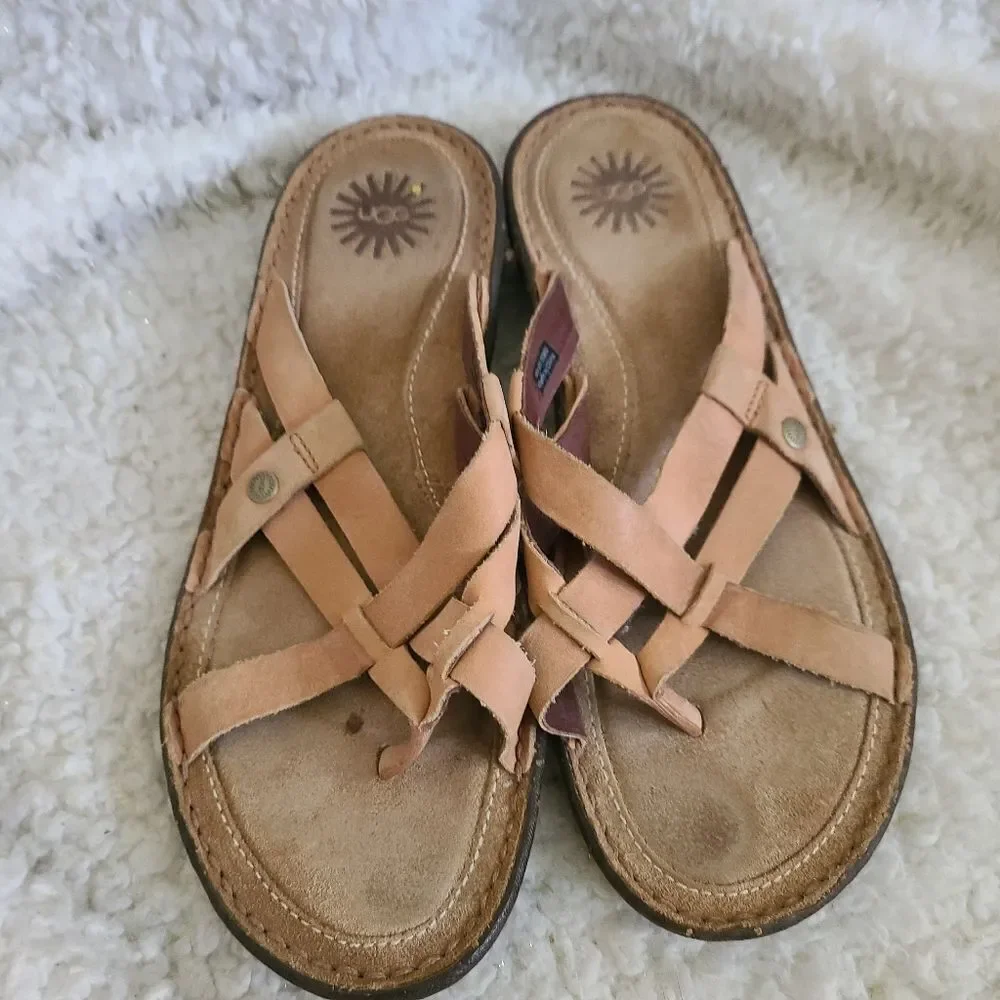 UGG Lanni Leather‎ Slide Sandals sz 9
